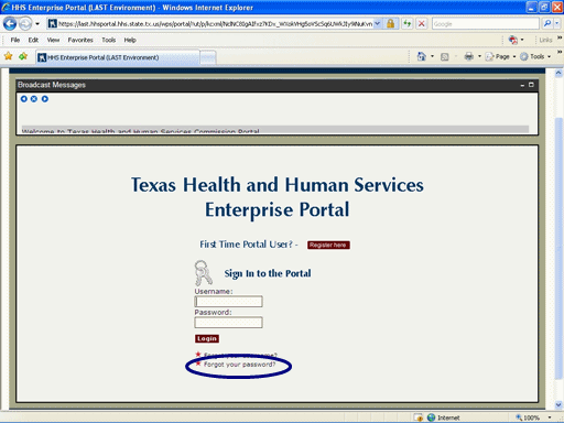 Screen shot of Enterprise Portal Logon Page